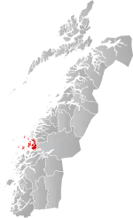 Mapa do condado de Møre og Romsdal com Lurøy em destaque.