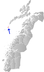 Mapa do condado de Nordland com Værøy em destaque.