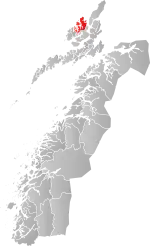 Mapa do condado de Møre og Romsdal com Øksnes em destaque.