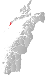 Mapa do condado de Møre og Romsdal com Moskenes em destaque.