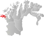 Mapa do condado de Finnmark com Loppa em destaque.