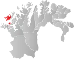 Mapa do condado de Finnmark com Hasvik em destaque.