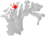 Mapa do condado de Finnmark com Måsøy em destaque.