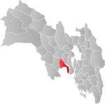 Mapa do condado de Viken com Drammen em destaque.