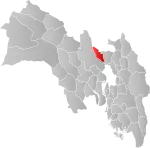 Mapa do condado de Viken com Jevnaker em destaque.