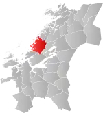 Mapa do condado de Trøndelag com Åfjord em destaque.