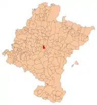 Localização do município de Úcar em Navarra