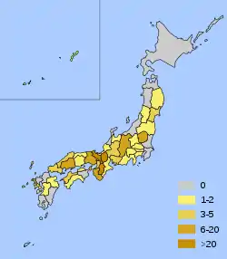 A maior parte dos Tesouros Nacionais localiza-se na região de Kansai e oeste do Japão, embora alguns estejam localizados no norte de Honshu.