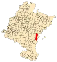 Localização do município de Cáseda em Navarra