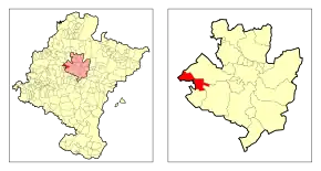 Localização de Echauri na Cuenca de Pamplona e em Navarra