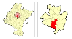 Localização da Cendea de Galar em Navarra e na Cuenca de Pamplona