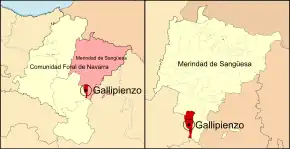 Localização do município de Gallipienzo em Navarra