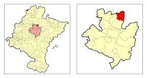 Localização do município de Oláibar em Navarra e na Cuenca de Pamplona