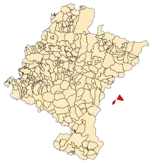 Localização do município de Petilla de Aragón em Navarra