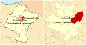 Localização de Egüés na Cuenca de Pamplona e em Navarra