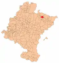 Localização do município de Villanueva de Aézcoa/Hiriberri em Navarra