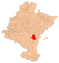 Localização do município de Ujué em Navarra