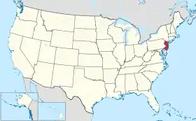 Localização de Nova Jérsia nos Estados Unidos