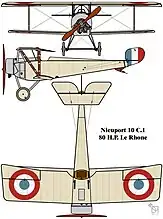 Desenho do definitivo caça Nieuport 10 C.1