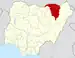 Mapa da Nigéria destacando o estado Yobe