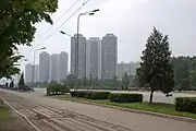 Conjunto de edifícios em Pyongyang