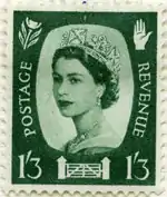 Denominação 1/3d (design também usado para 1/6 emitido posteriormente)