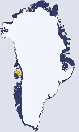 Localização da Península de Nuussuaq, Gronelândia