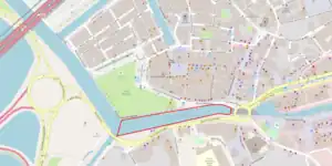 Localização do Canal Central (a vermelho).