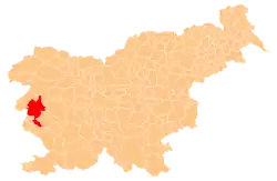 Localização do município de Nova Gorica na Eslovênia