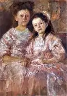Duas meninas, óleo sobre cartão, 1906