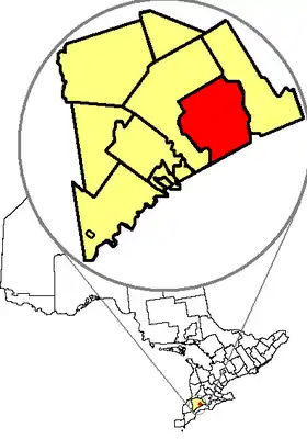Localização de London em relação ao condado de Middlesex na província de Ontário.
