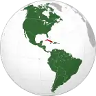 Localização dos países-membros da OEA