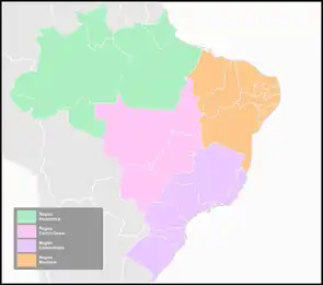 Mapa das regiões propostas por Milton Santos