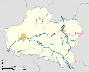 Traçado do Ouanne no departamento de Loiret