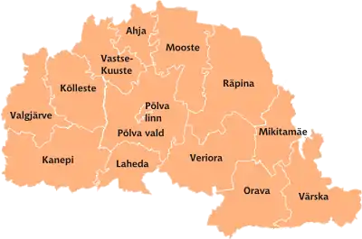 Divisão administrativa da região de Põlva