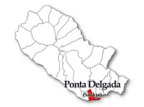 Localização no município de Ponta Delgada