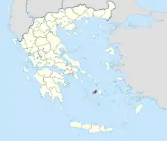 Mapa da Grécia, com a unidade regional de Paros em destaque.