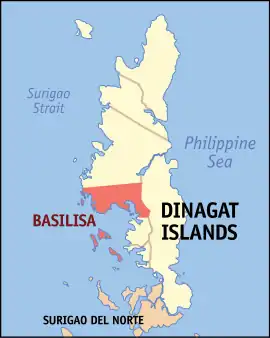 Basilisa na Ilhas de Dinagat Coordenadas : 10°3'55.54"N, 125°35'48.64"E