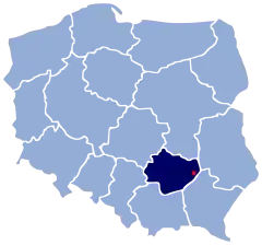 Localização de Sandomierz na Polónia