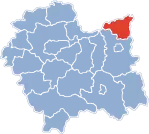 Localização do Condado de Dąbrowa na Pequena Polónia.