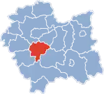 Localização do Condado de Myślenice na Pequena Polónia.