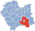 Localização do Condado de Nowy Sącz na Pequena Polónia.