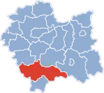 Localização do Condado de Nowy Targ na Pequena Polónia.