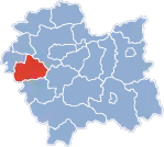 Localização do Condado de Wadowice na Pequena Polónia.