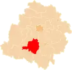 Localização do Condado de Bełchatów na Lodz.