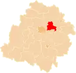 Localização do Condado de Brzeziny na Lodz.