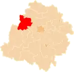 Localização do Condado de Poddębice na Lodz.