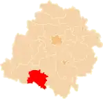 Localização do Condado de Pajęczno na Lodz.