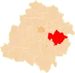 Localização do Condado de Tomaszów na Łódź.