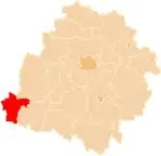 Localização do Condado de Wieruszów na Łódź.